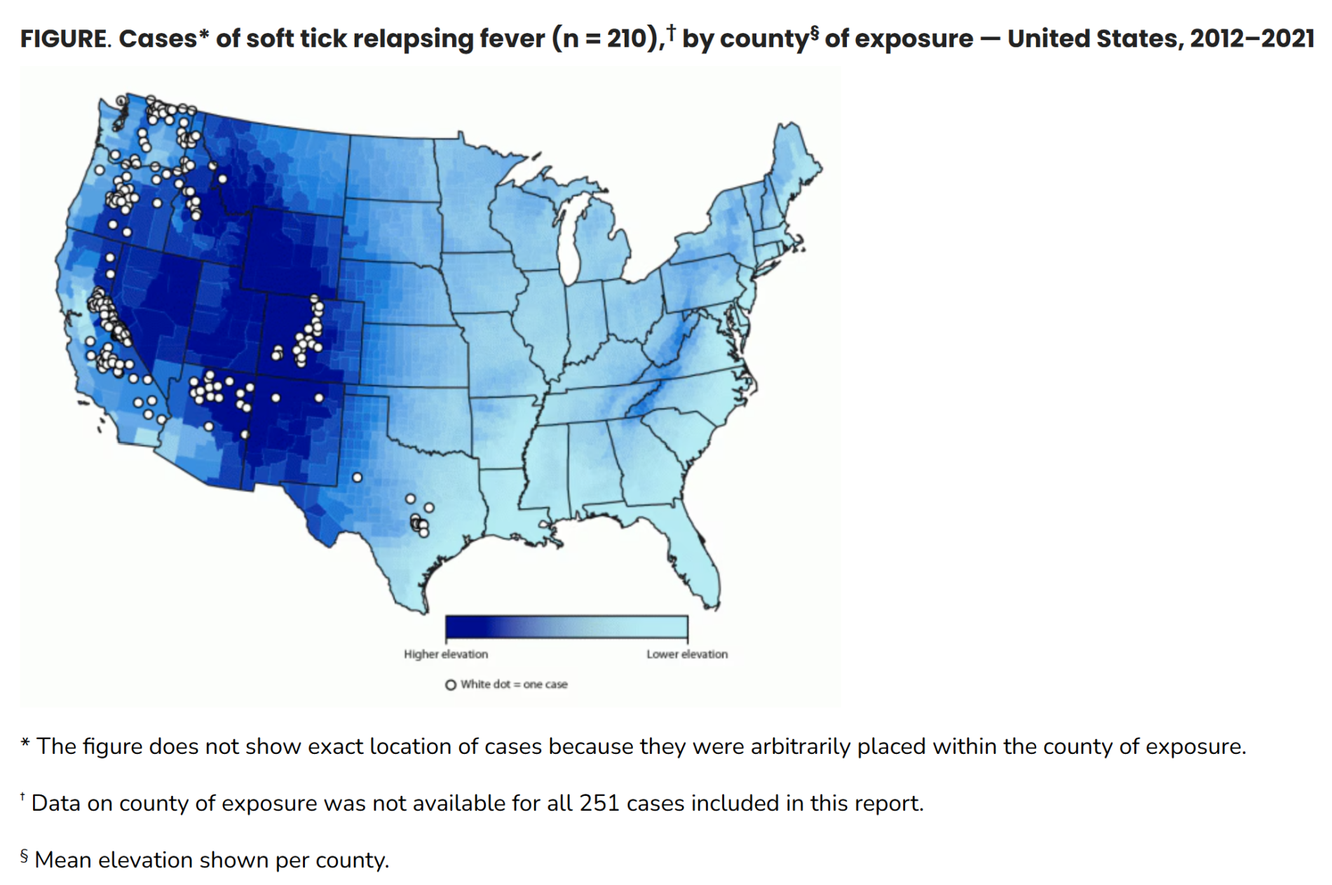 CDC-Map-TBRF cases in US 2012-2021