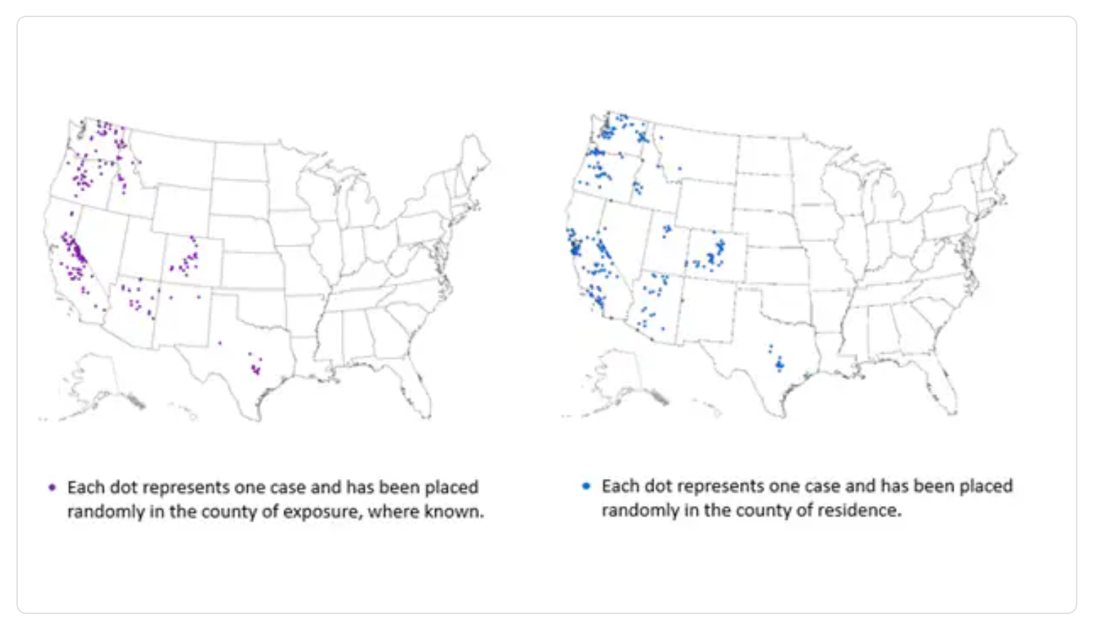 CDC, Map Soft Tick TBRF Distribution in US 2012-2021