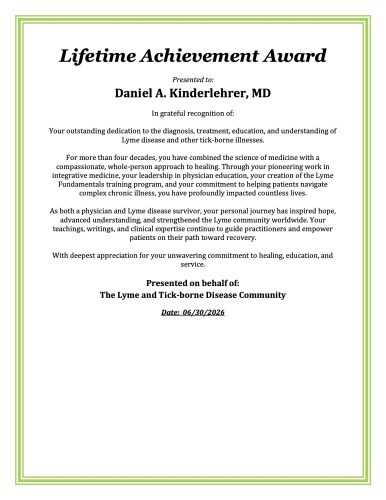 Dr. Kinderlehrer Lifetime Achievement Award